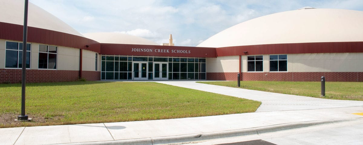 Exterior of the Johnson Creek School Entrance